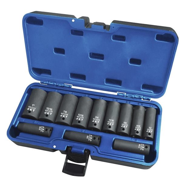 JET 12-Pc 3/8-in Drive Deep SAE Impact Socket Set - 6 pt.