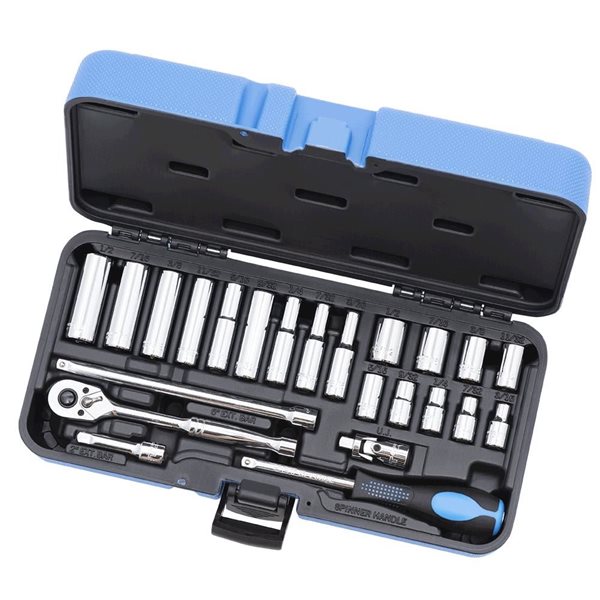 JET 24 Pc 1/4-in Drive SAE Socket Wrench Set - 6 pt.