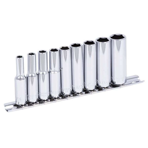 JET 9-Pc 1/4-in Drive Deep SAE Socket Set - 6 pt.