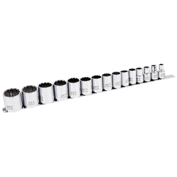 JET 15-Pc 1/2-in Drive SAE Socket Set - 12 pt.