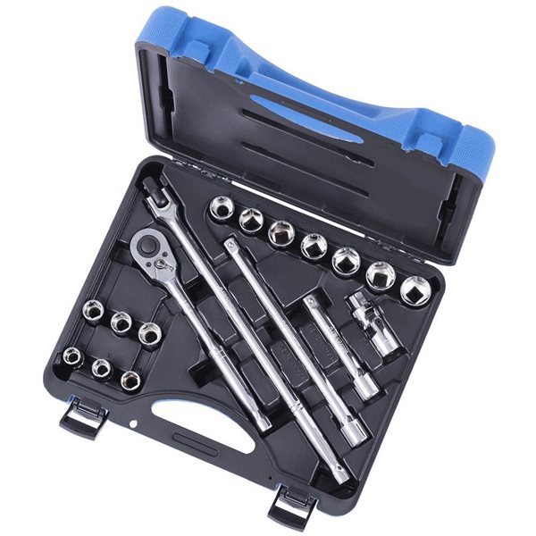 JET 19-Pc 1/2-in Drive Metric Socket Wrench Set - 6 pt.