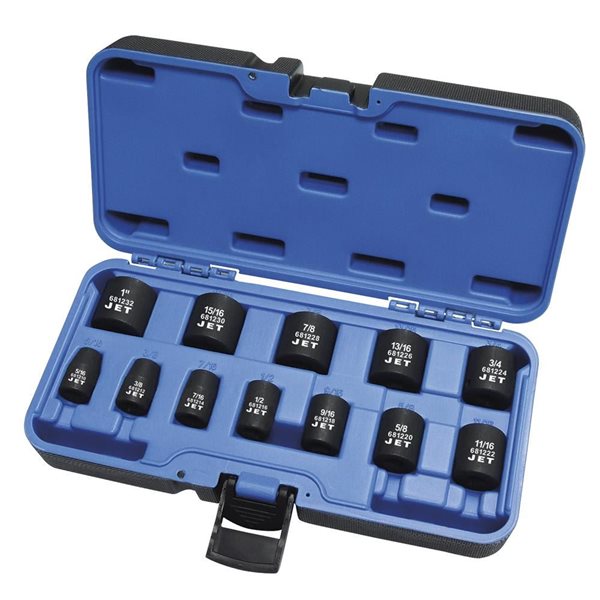JET 12-Pc 3/8-in Drive SAE Impact Socket Set - 6 pt.