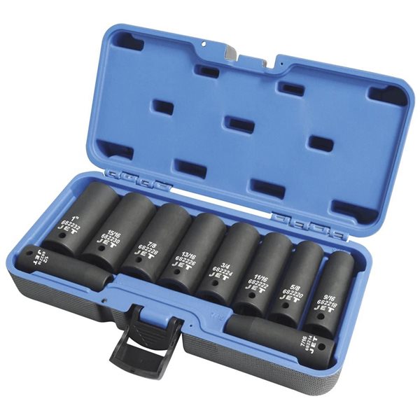 JET 10-Pc 1/2-in Drive Deep SAE Impact Socket Set - 6 pt.