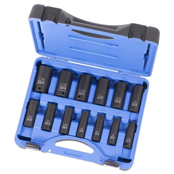 JET 13-Pc 1/2-in Drive Deep SAE Impact Socket Set - 6 pt.