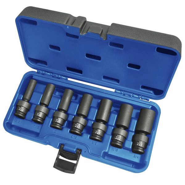 JET 7-Pc 3/8-in Drive SAE Universal Deep Impact socket Set - 6 Point
