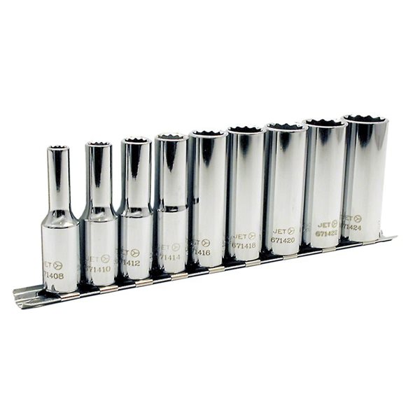 JET 9-Pc 3/8-in Drive Deep SAE Socket Set - 12 pt.