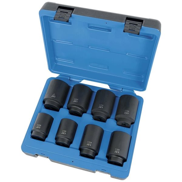 JET 8-Pc 1/2-in Drive Deep SAE Impact Socket Set - 6 pt.