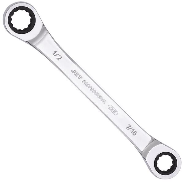 JET SAE Ratcheting Double Box Wrench - 7/16-in x 1/2-in