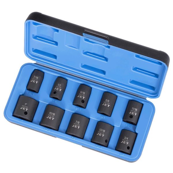 JET 10-Pc 1/2-in Drive SAE Impact Socket Set - 6 pt.