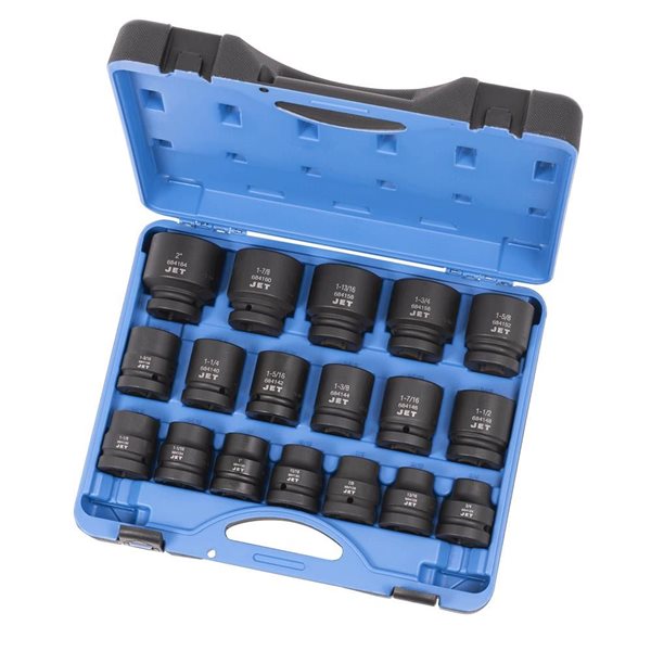 JET 18-Pc 1-in Drive SAE Impact Socket Set - 6 pt.