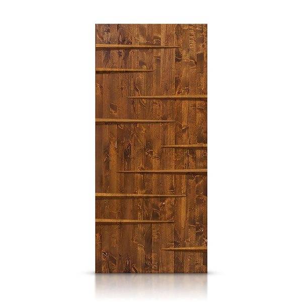 CALHOME 34 x 80-in Walnut Stained Pine Wood Modern Interior Slab Door