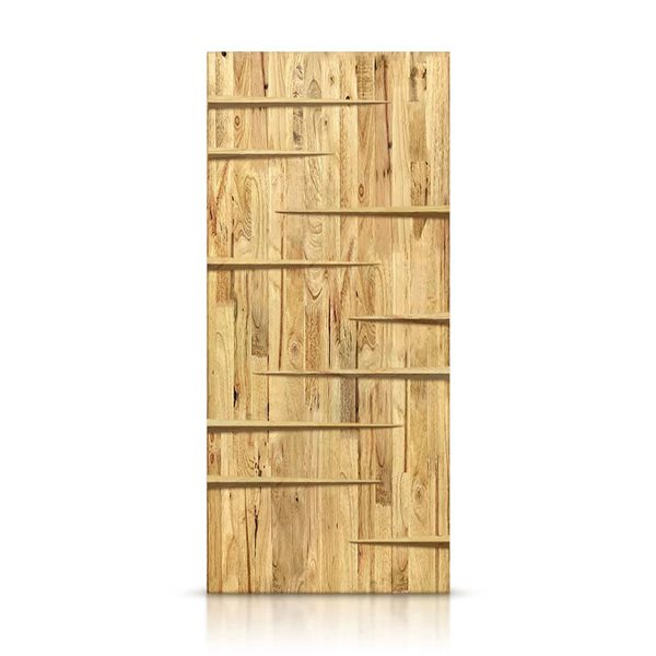 CALHOME 34 x 84-in Weather Oak Stained Pine Wood Modern Interior Slab Door