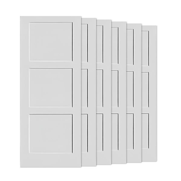 Garson 32 x 80 x 1 3/8-in White Primed 3-Panel Solid Core Shaker Interior Slab Door - 10/Pk