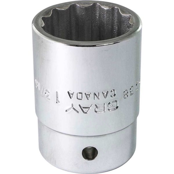 Gray Tools 1-3/16-in x 3/4-in Drive 12-Point Standard Chrome Finish Shallow Socket