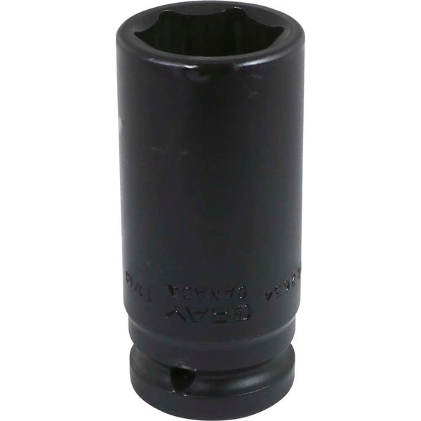 Gray Tools 1-1/16-in x 3/4-in Drive 6-Point Standard Deep Black Impact Socket