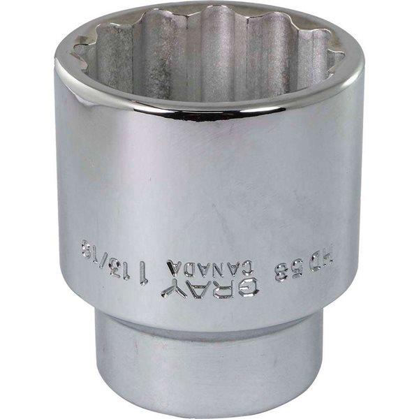 Gray Tools 1-13/16-in x 3/4-in Drive 12-Point Standard Chrome Finish Shallow Socket