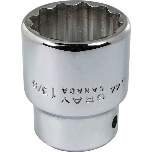 Gray Tools 1-3/8-in x 3/4-in Drive 12-Point Standard Chrome Finish Shallow Socket