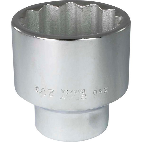 Gray Tools 2-1/2-in x 1-in Drive 12-Point Standard Chrome Finish Shallow Socket
