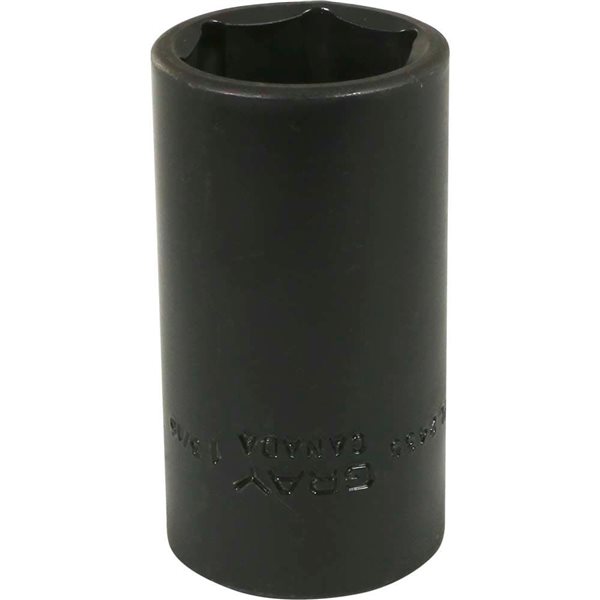 Gray Tools 1-3/16-in x 1/2-in Drive 6-Point Standard Deep Black Impact Socket