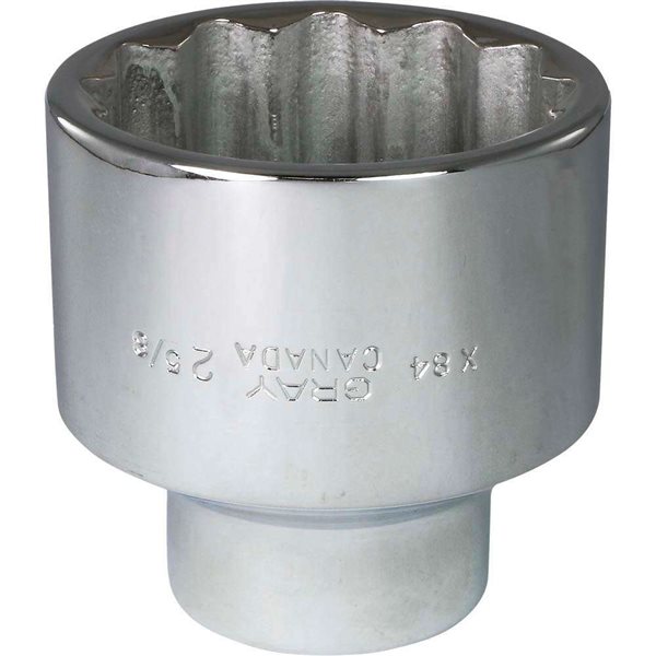 Gray Tools 2-5/8-in x 1-in Drive 12-Point Standard Chrome Finish Shallow Socket