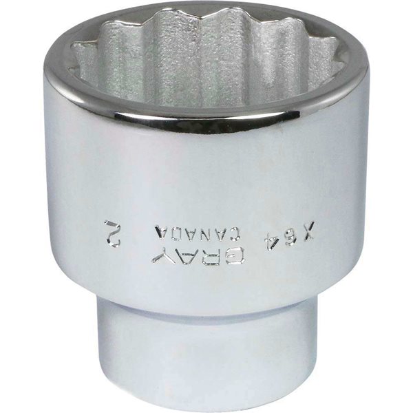 Gray Tools 2-in x 1-in Drive 12-Point Standard Chrome Finish Shallow Socket
