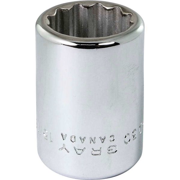 Gray Tools 15/16-in x 3/4-in Drive 12-Point Standard Chrome Finish Shallow Socket