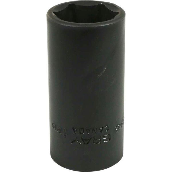 Gray Tools 1-1/16-in x 1/2-in Drive 6-Point Standard Deep Black Impact Socket