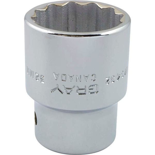 Gray Tools 32 mm x 3/4-in Drive 12-Point Metric Shallow Chrome Finish Socket