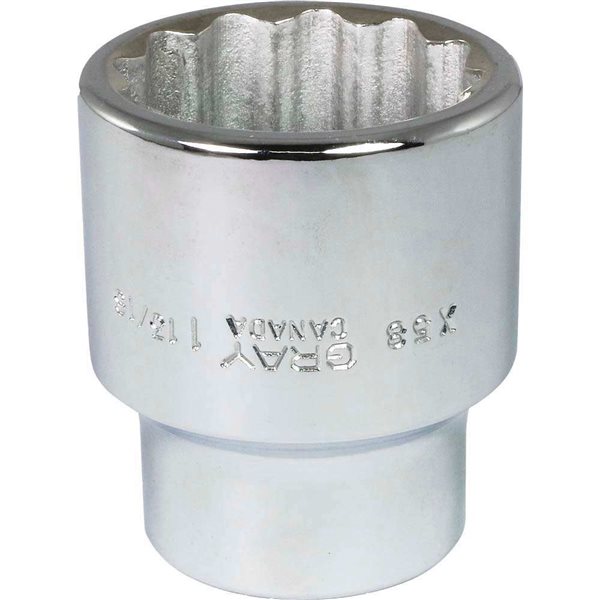 Gray Tools 1-13/16-in x 1-in Drive 12-Point Standard Chrome Finish Shallow Socket