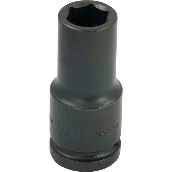 Gray Tools 3/4-in x 3/4-in Drive 6-Point Standard Deep Black Impact Socket
