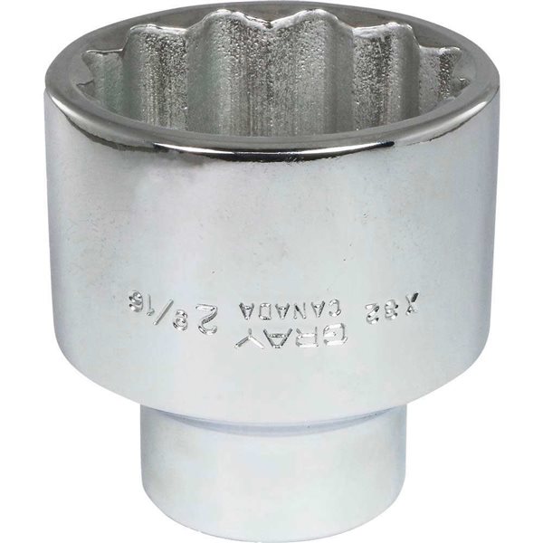 Gray Tools 2-9/16-in x 1-in Drive 12-Point Standard Chrome Finish Shallow Socket
