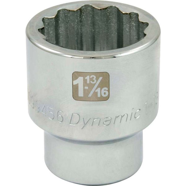 Dynamic Tools 1-13/16-in x 1-in Drive 12-Point SAE Shallow Chrome Socket