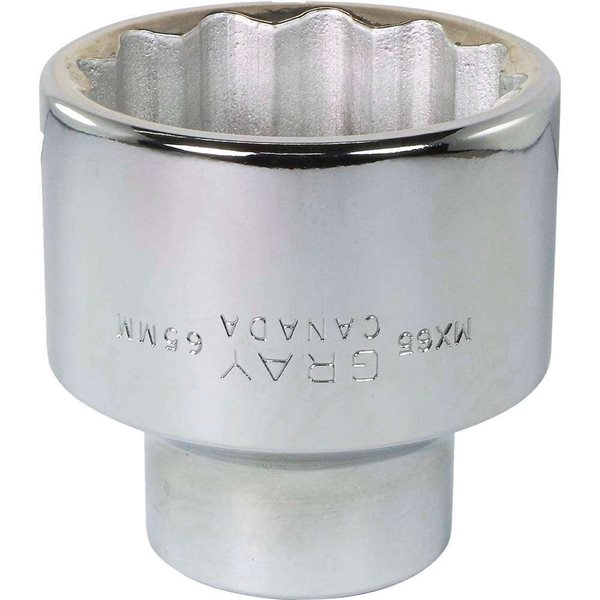 Gray Tools 65 mm x 1-in Drive 12-Point Metric Shallow Chrome Finish Socket
