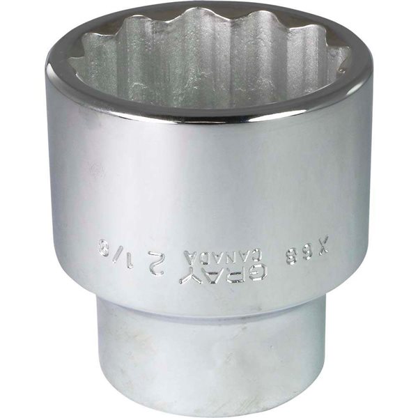Gray Tools 2-1/8-in x 1-in Drive 12-Point Standard Chrome Finish Shallow Socket