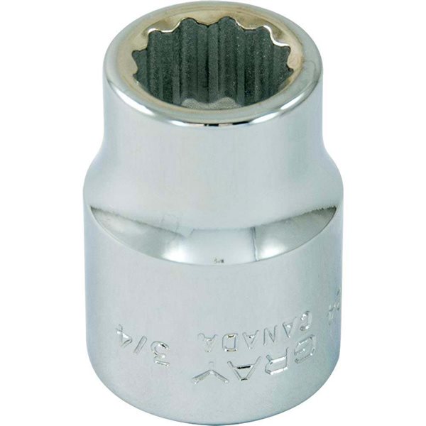 Gray Tools Socket 3/4-in x 3/4-in Drive 12-Point Standard Chrome Finish Shallow Socket