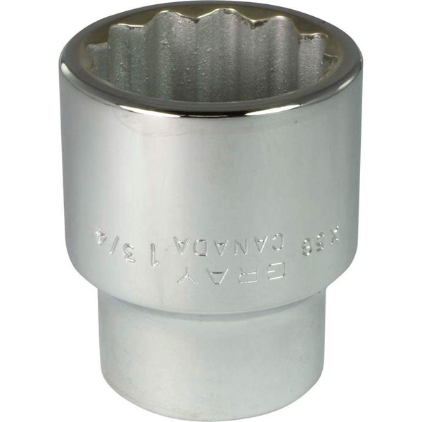 Gray Tools 1-3/4-in x 1-in Drive 12-Point Standard Chrome Finish Shallow Socket