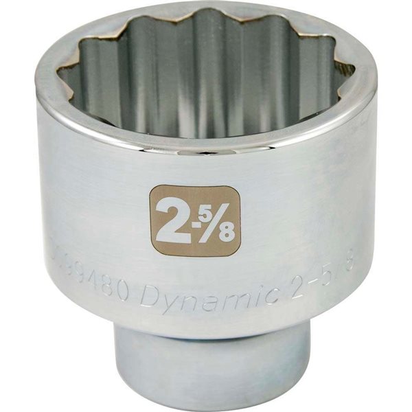 Dynamic Tools 2-5/8-in x 1-in Drive 12-Point Standard Shallow Chrome Socket