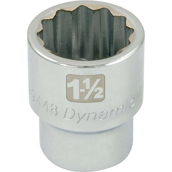 Dynamic Tools 1-1/2-in x 1-in Drive 12-Point SAE Shallow Chrome Socket