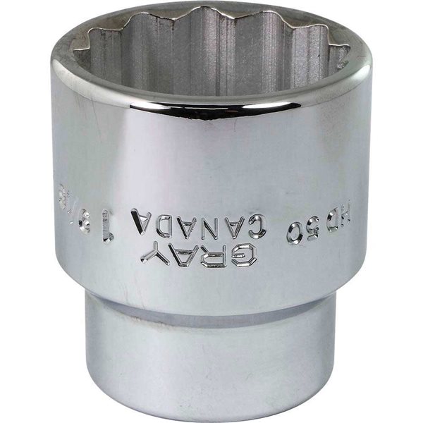 Gray Tools 1-9/16-in x 3/4-in Drive 12-Point Standard Chrome Finish Shallow Socket