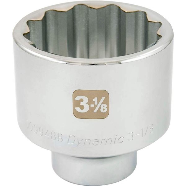 Dynamic Tools 3 1/8-in x 1-in Drive 12-Point Standard Shallow Chrome Socket