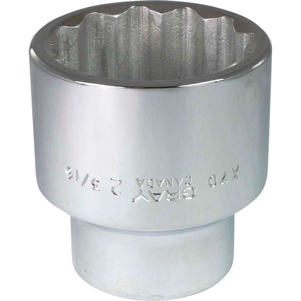 Gray Tools 2-3/16-in x 1-in Drive 12-Point Standard Chrome Finish Shallow Socket