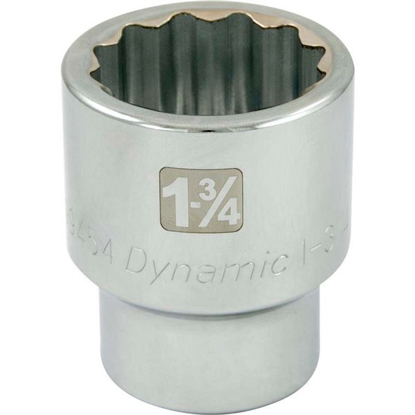 Dynamic Tools 1-3/4-in x 1-in Drive 12-Point SAE Shallow Chrome Socket