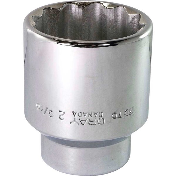 Gray Tools 2-3/16-in x 3/4-in Drive 12-Point Standard Chrome Finish Shallow Socket