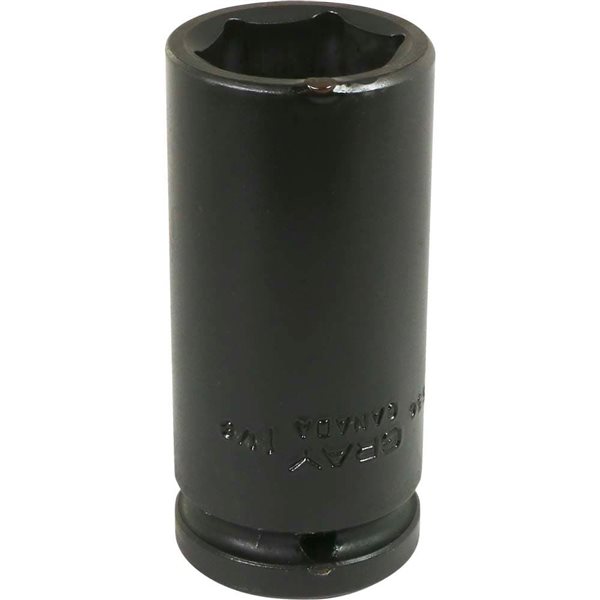 Gray Tools 1-1/8-in x 3/4-in Drive 6-Point Standard Deep Black Impact Socket