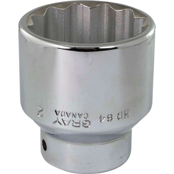 Gray Tools 2-in x 3/4-in Drive 12-Point Standard Chrome Finish Shallow Socket