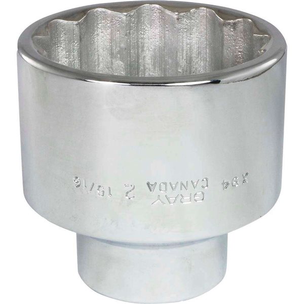 Gray Tools 2-15/16-in x 1-in Drive 12-Point Standard Chrome Finish Shallow Socket