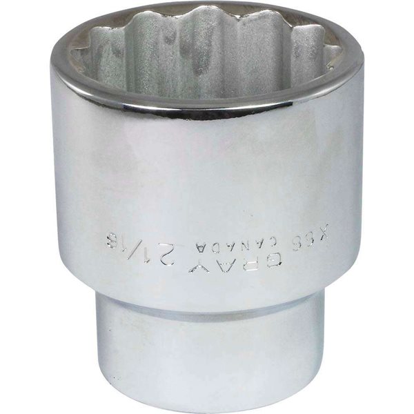 Gray Tools 2-1/16-in x 1-in Drive 12-Point Standard Chrome Finish Shallow Socket