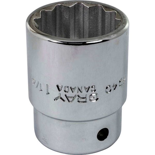 Gray Tools 1-1/4-in x 3/4-in Drive 12-Point Standard Chrome Finish Shallow Socket