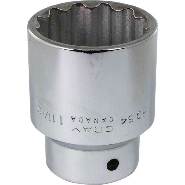 Gray Tools 1-11/16-in x 3/4-in Drive 12-Point Standard Chrome Finish Shallow Socket