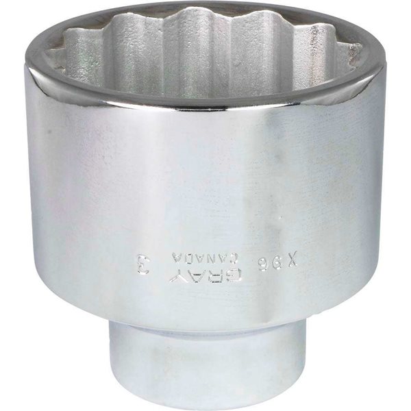 Gray Tools 3-in x 1-in Drive 12-Point Standard Chrome Finish Shallow Socket